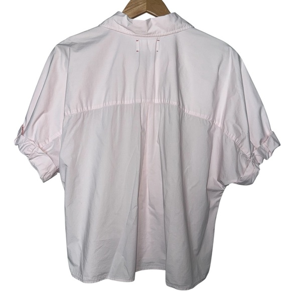 XIRENA | Channing Button Down Top Light Pink | 100% Cotton Short Sleeve | Large - Picture 5 of 6